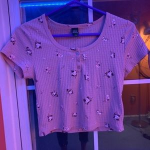 Floral Cropped Shirt Top